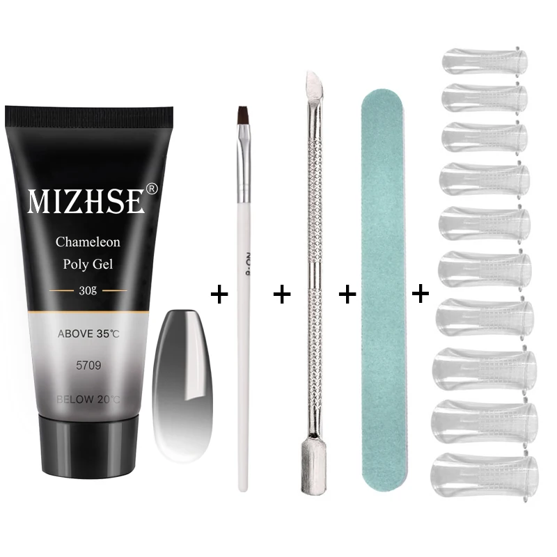 MS-Set03-WB5709 MIZHSE кристальная Желейная резинка поли гель набор 30 набор пластиковых бутылок для шампуней/кремов желе строитель ногтей палец расширение жесткий гель УФ маникюрный лак Советы - Цвет: MS-Set03-WB5709
