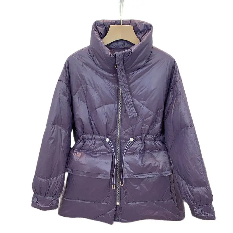 

Женская парка на белом утином пуху, легкая свободная теплая куртка-пуховик с длинным рукавом «летучая мышь», зимний сезон 2021