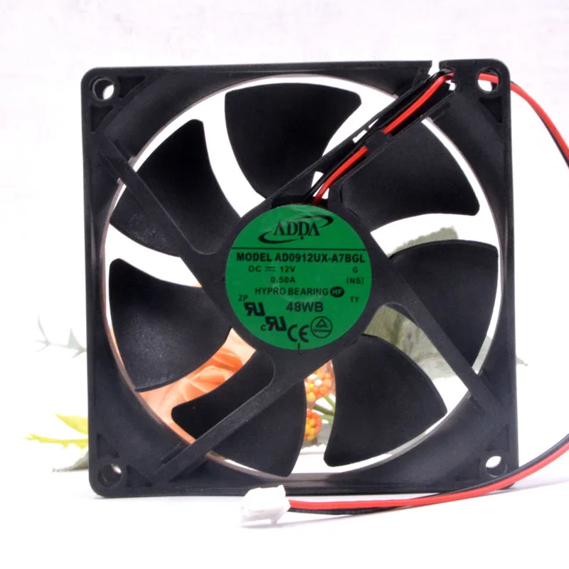 Для ADDA AD0912UX-A7BGL 9225 12V 0.50A корпус процессора Вентилятор охлаждения 9 см 2-проводной 2-контактный