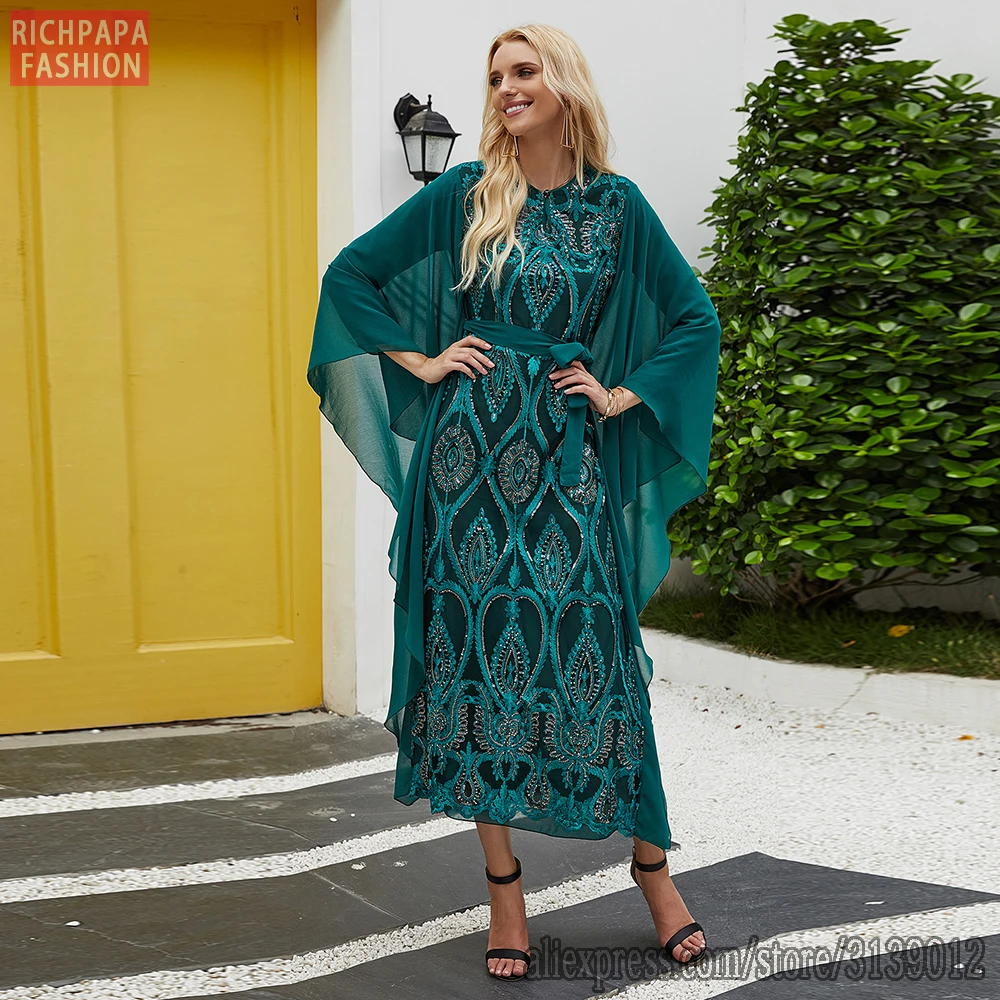 ИД блестки вышивка Abaya Дубай Турция хиджаб мусульманское платье кафтан платья