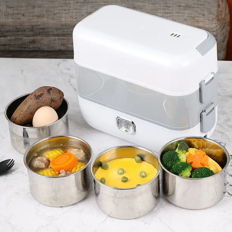 

Multifunction Electric Lunch Box Double Stainless Steel Liner Insulation Portable Steam Heat Electric Rice Cooker Office