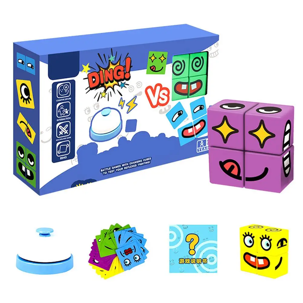 

Cube Expressions Matching Block Puzzles Educational Wooden Building Cubes Games Interactive Face Changing Board Games Puzzle