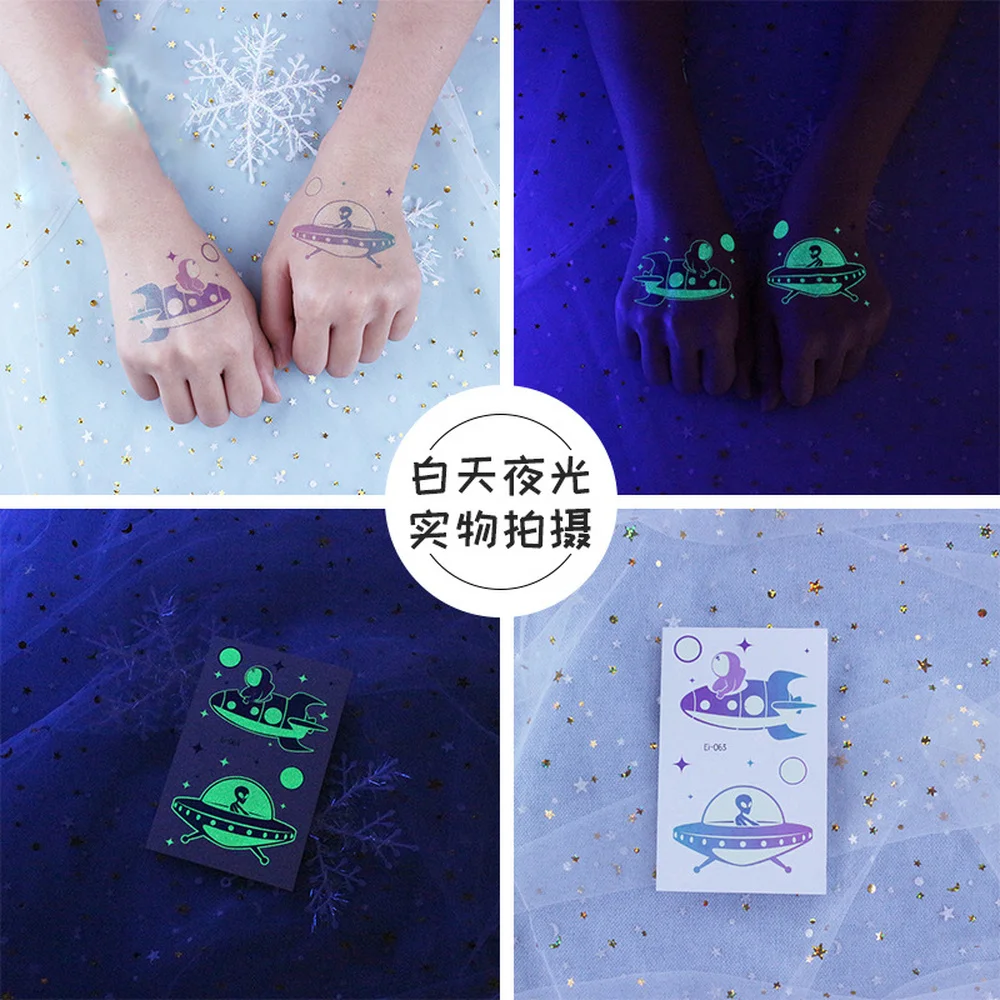 Светящееся пространство веселые Мультяшные наклейки временная татуировка на