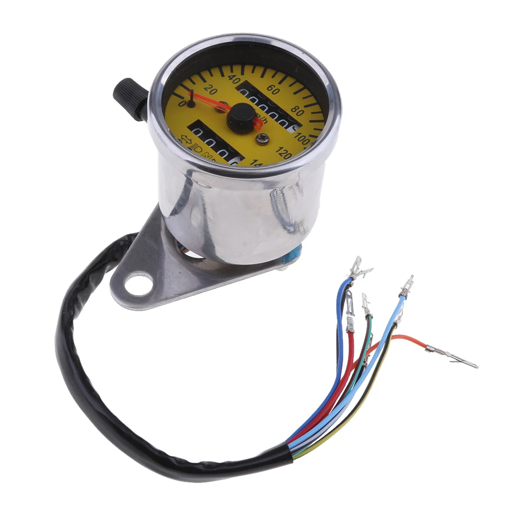 Серебряный корпус желтый лицо LED подсветка мотоцикла одометр