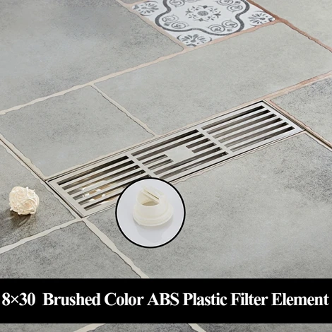 Brushed ABS Plastic Слив 304 из нержавеющей стали длинный дренаж квадратный пол слив крышка душ отходов Слив ванная комната аксессуары для ванны фильтр DL-0319 - Цвет: Brushed ABS Plastic