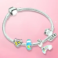 brace code new silver plated mens and womens bracelets diy heart shaped rainbow unicorns branded ladies bracelet gifts