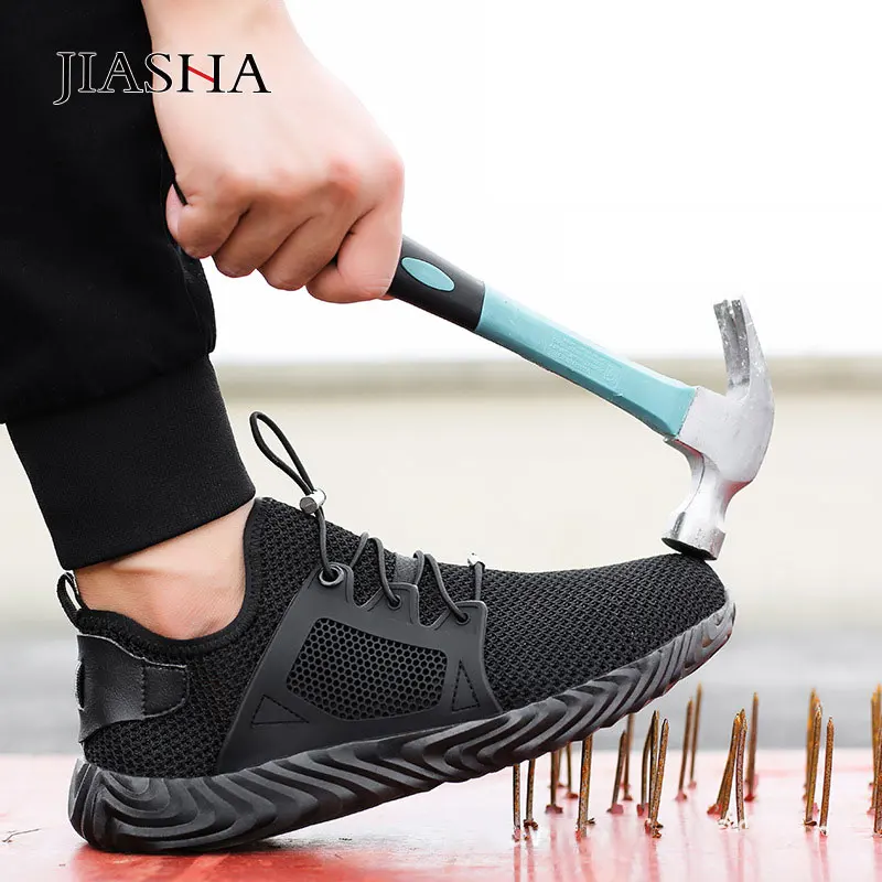 

Safety Shoes Men Sneakers Casual 2022 Breathable Mesh Sneakers Men Shoes Lace Up Steel Cap Toe Work Shoes Comfortable Trainers