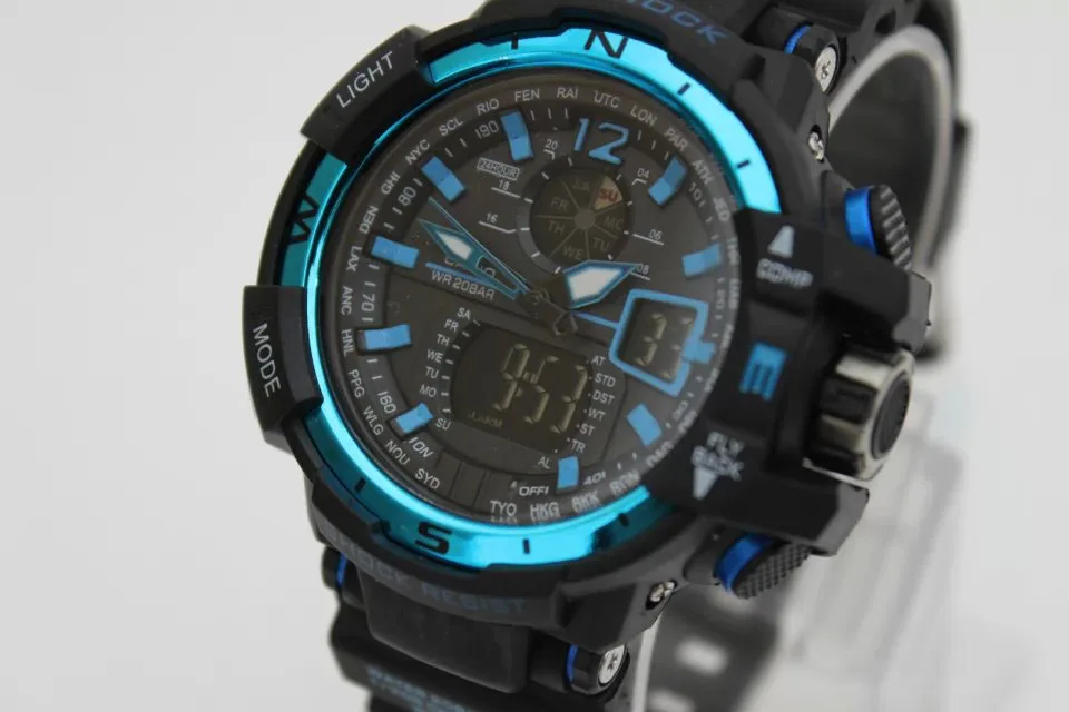 

Brand GWA 1000 Men's Sport students Watch Quartz Men LED Digital Waterproof Clocks multi-function Women's Dual Display Watch
