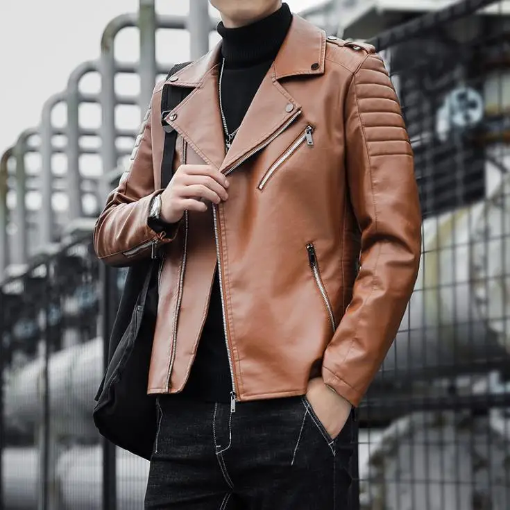 Мужская кожаная куртка мужские осенние куртки из искусственной кожи модные
