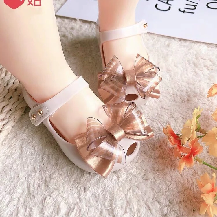 Mini Melissa ultragrl/ новые оригинальные прозрачные сандалии для девочек детские сандалии с бантом детская пляжная обувь Нескользящая обувь для малышей
