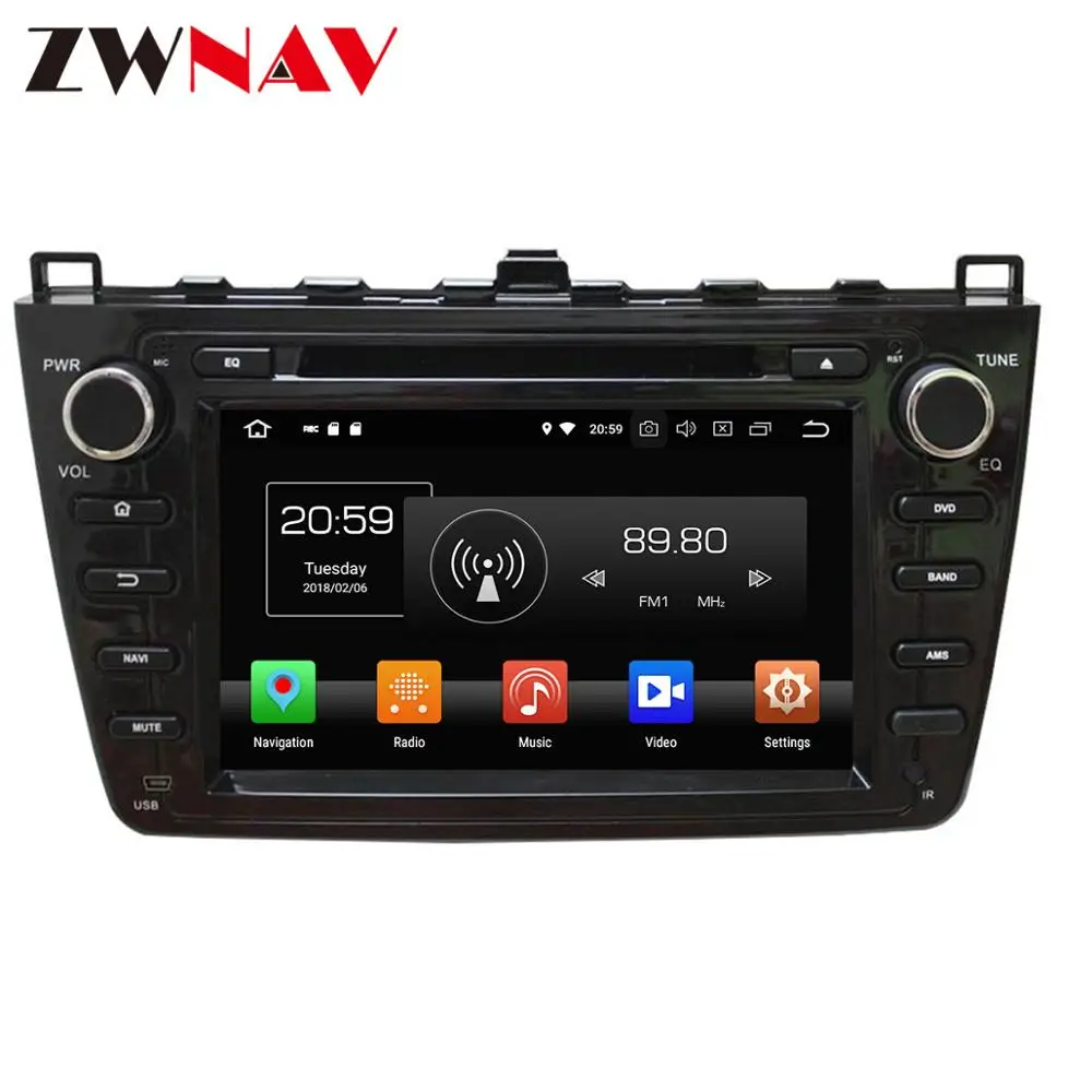 Android 9 4+ 64GB с DSP dvd-плеер автомобиля gps-навигация, радио, стерео для Mazda 6 Atenza 2008-2012 HD Satnav мультимедиа CD радио - Цвет: Black
