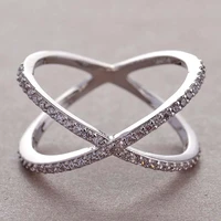 fashion x shape cross crystal rings for women creative design filled zirconia infinite finger ring silver plated jewelry gift
