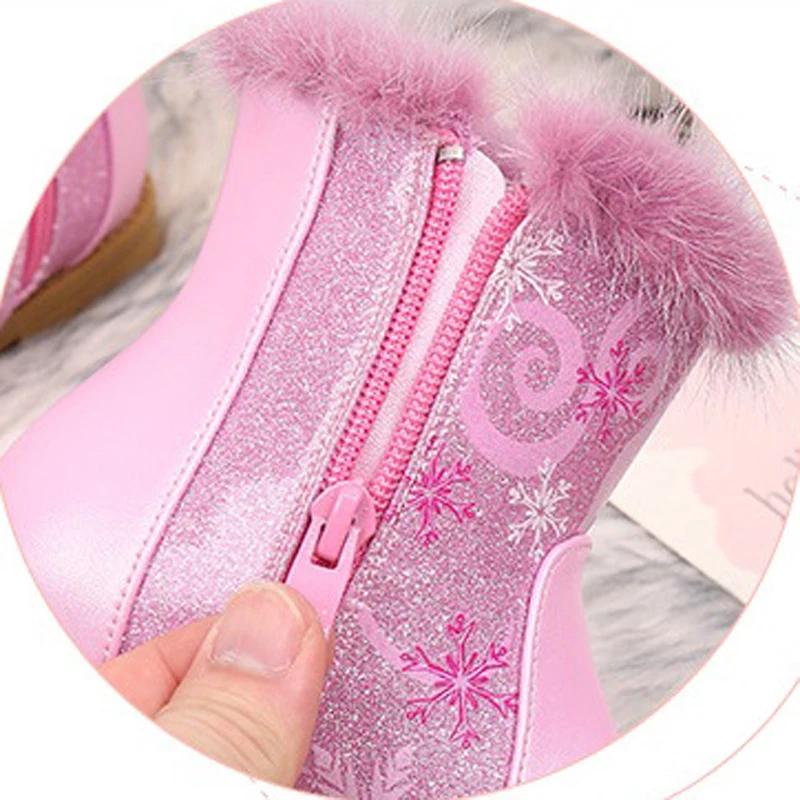 Зимние сапоги для девочек зимняя обувь принцессы Эльзы теплые детские зимние