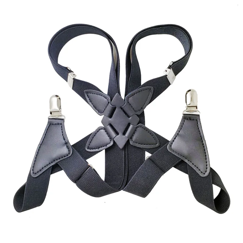 

Широкие регулируемые мужские подтяжки с четырьмя клипсами X- Back, эластичные черные тяжелые подтяжки, мужские подтяжки s