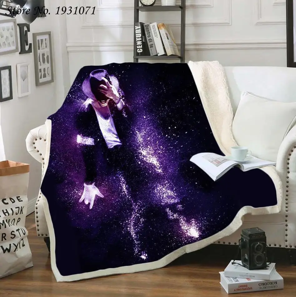 

Michael Jackson 3D Printed Fleece Blanket for Beds Thick Quilt Fashion Bedspread Sherpa Throw Blanket Adults Kids 03