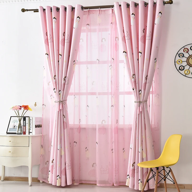 Детские занавески Мультяшные розовые принцессы для девочек детской комнаты
