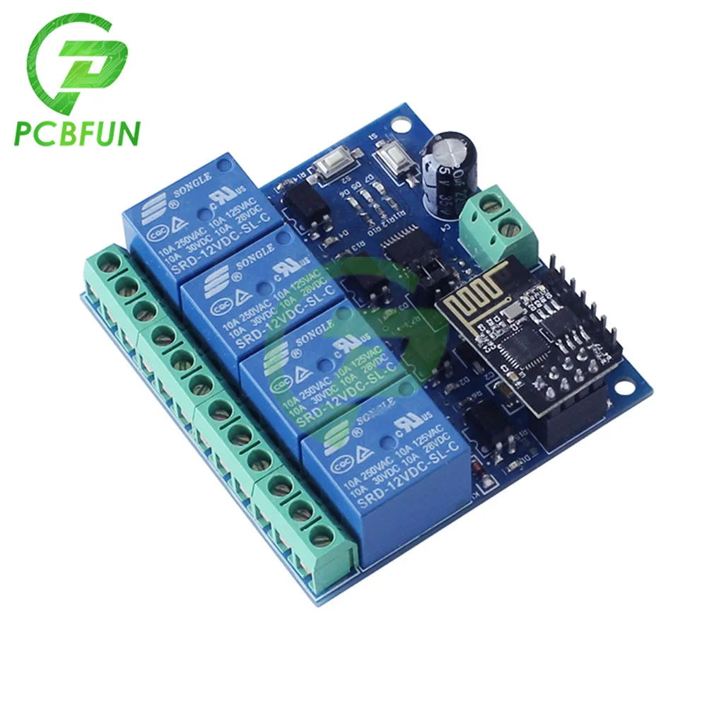 ESP8266 ESP-01 Wi-Fi релейный модуль 12 В постоянного тока 4-канальная Беспроводной с