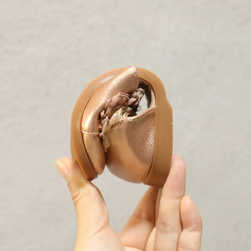 

14-19cm Princess Girls Sandals For Children Cute Bowtie-knot Pu Leather Baby Girl Shoes Gold Silver Children's Shoes Flat 0-6Y