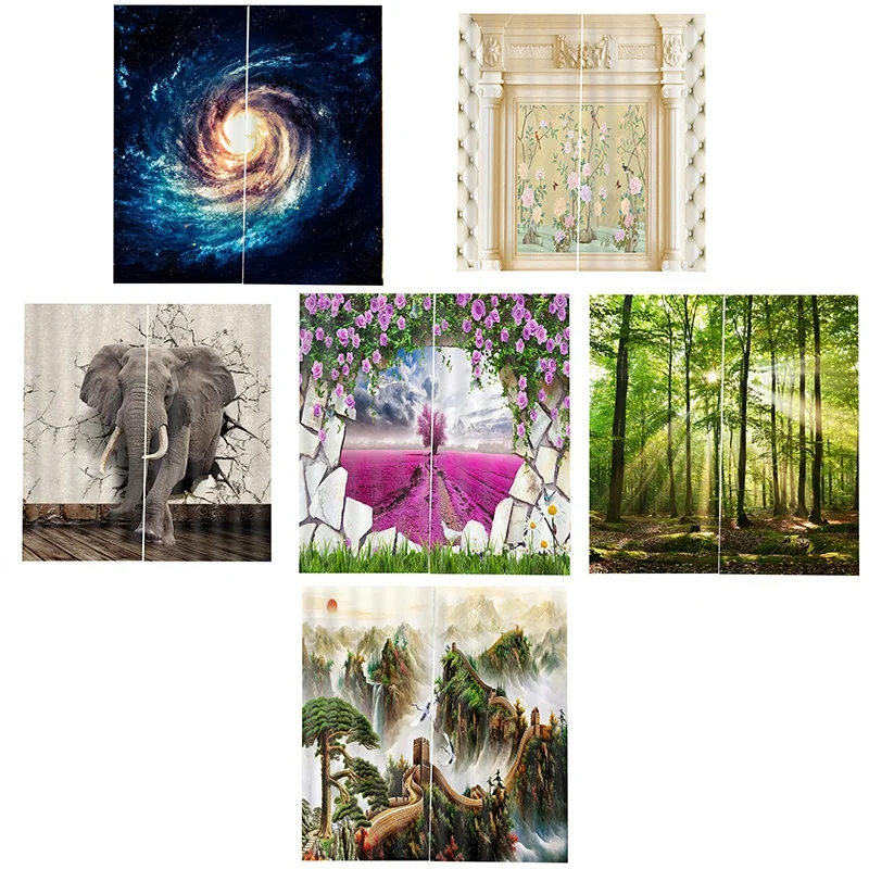 Бамбуковые плотные шторы с принтом леса для спальни оконные гостиной 85%