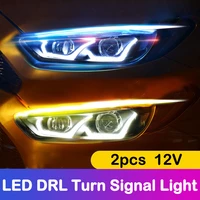 2pcs car led light drl daytime running lamp strips flexible auto headlight surface decorative lamp turn signal brake flow lights