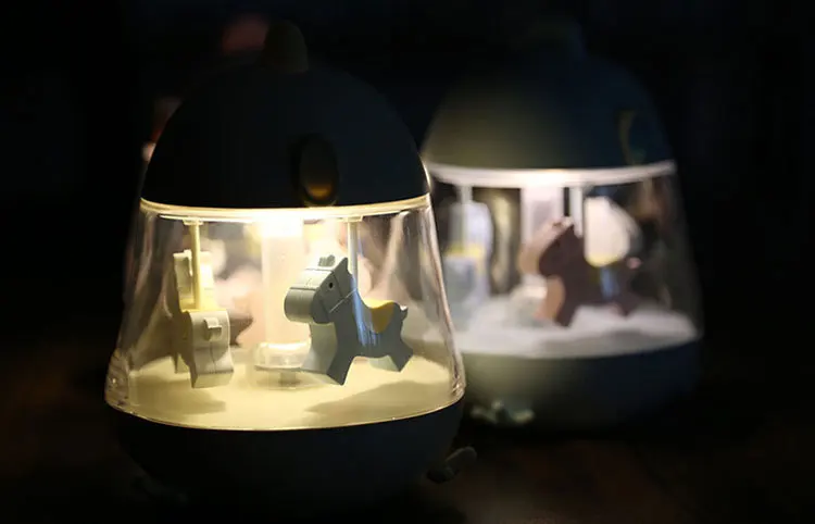 

Fancy Paradise Carousel USB Music Box Led Exposing Lamp Colorful Sleep Touch Light Fantasy Memory Children Girl's Gift