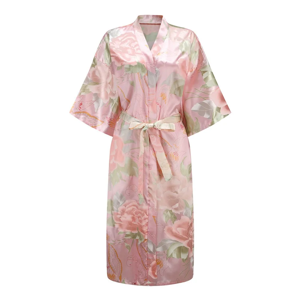 Сексуальный серый женский летний Повседневный Халат длинный халат Женская