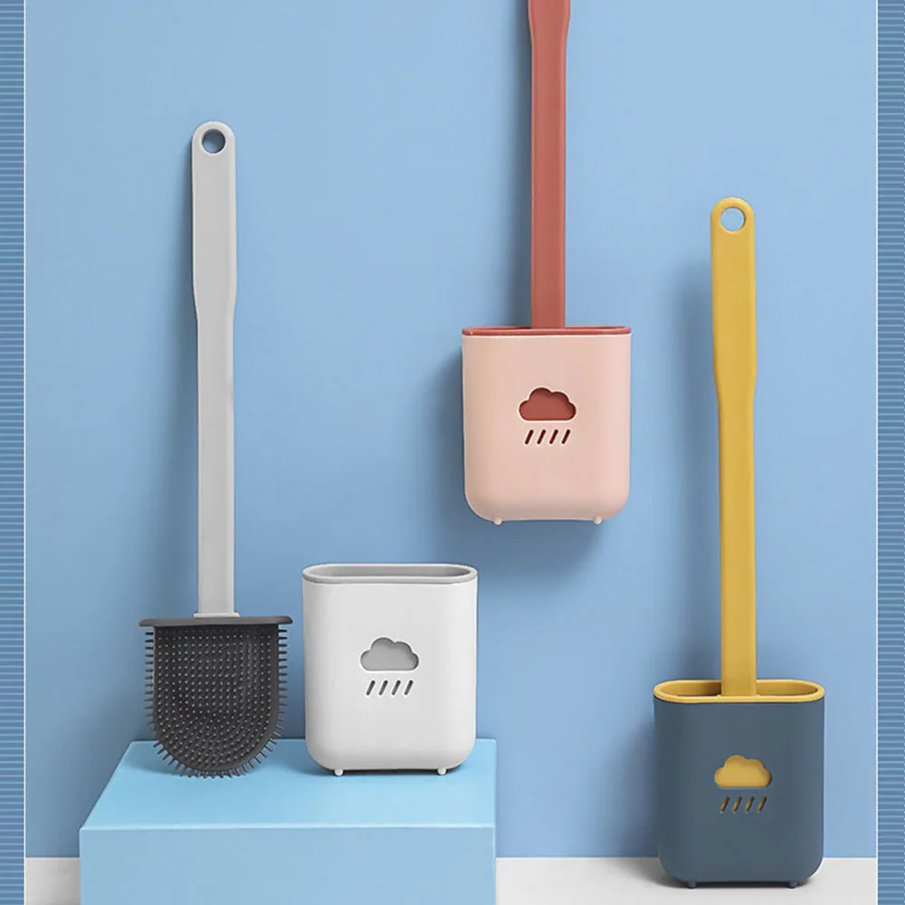 

Toilet Brush With Silicone Toilet Brush Holder Creative Soft Plastic Brush WC Gap Brush Long Handle Brush Toilet Brush Set