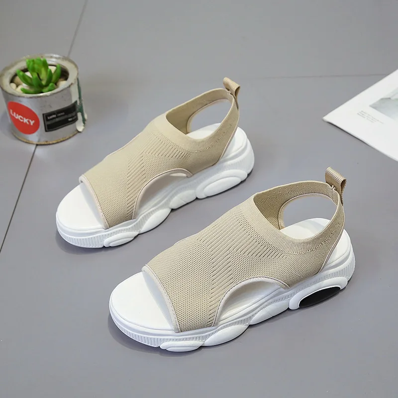 

Summer Women's open-toed small size sports shoes women's sandals slope heel sandals loose cake casual student beach sandals