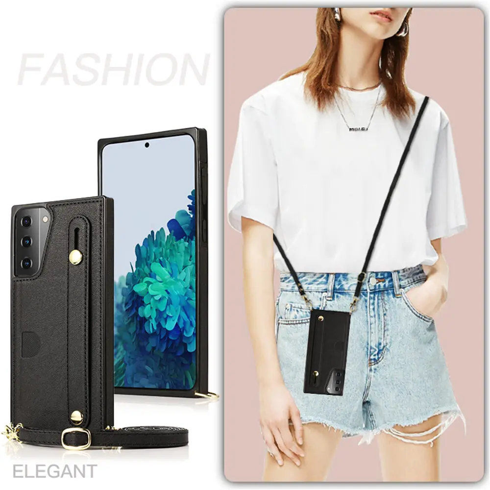 Кожаный квадратный чехол для Samsung Galaxy S22 S21 S20 Plus Ultra S20FE | Мобильные телефоны и