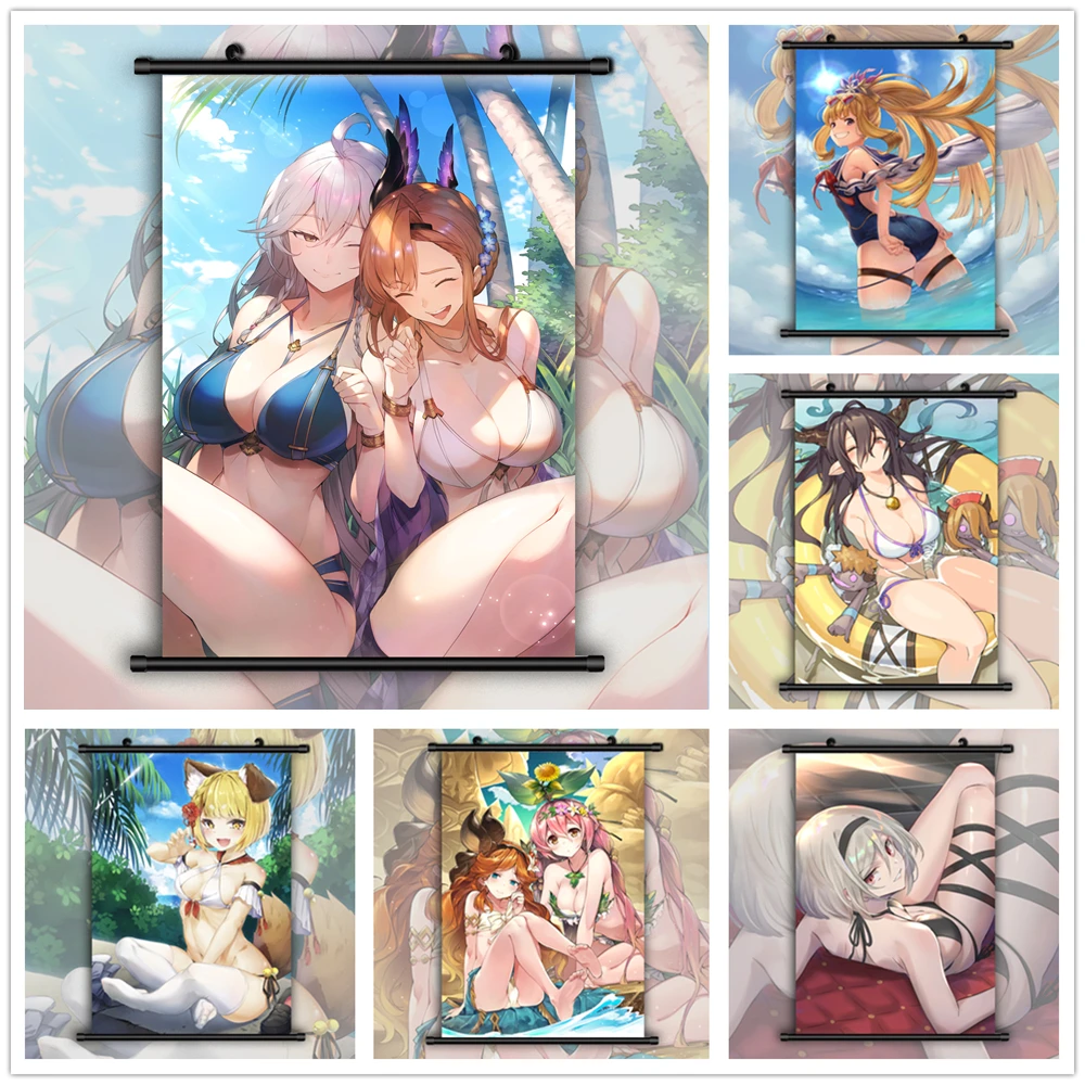 Granblue Fantasy Swimwear Danua Djeeta Vajra Yggdrasill Soice Yuel Sara Аниме Манга настенный плакат