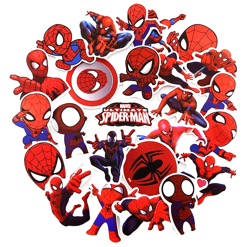 Новые 35 шт./партия Marvel аниме классические наклейки игрушки для скейтборд; ноутбук; багаж наклейка водонепроницаемые забавные Стикеры-пауки для детей