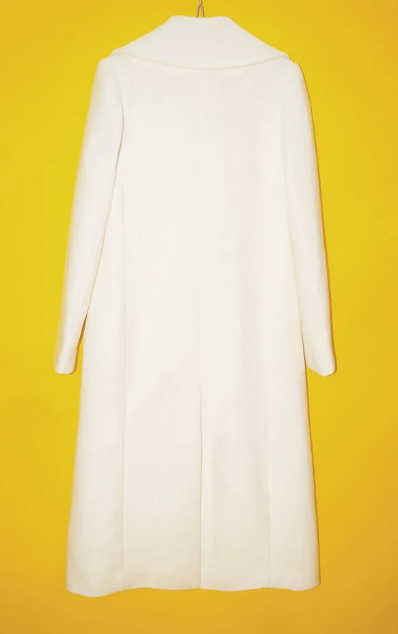 

Spring Autumn White Fashion Office Lady Vintage Women Woolen Coats Parkas 045