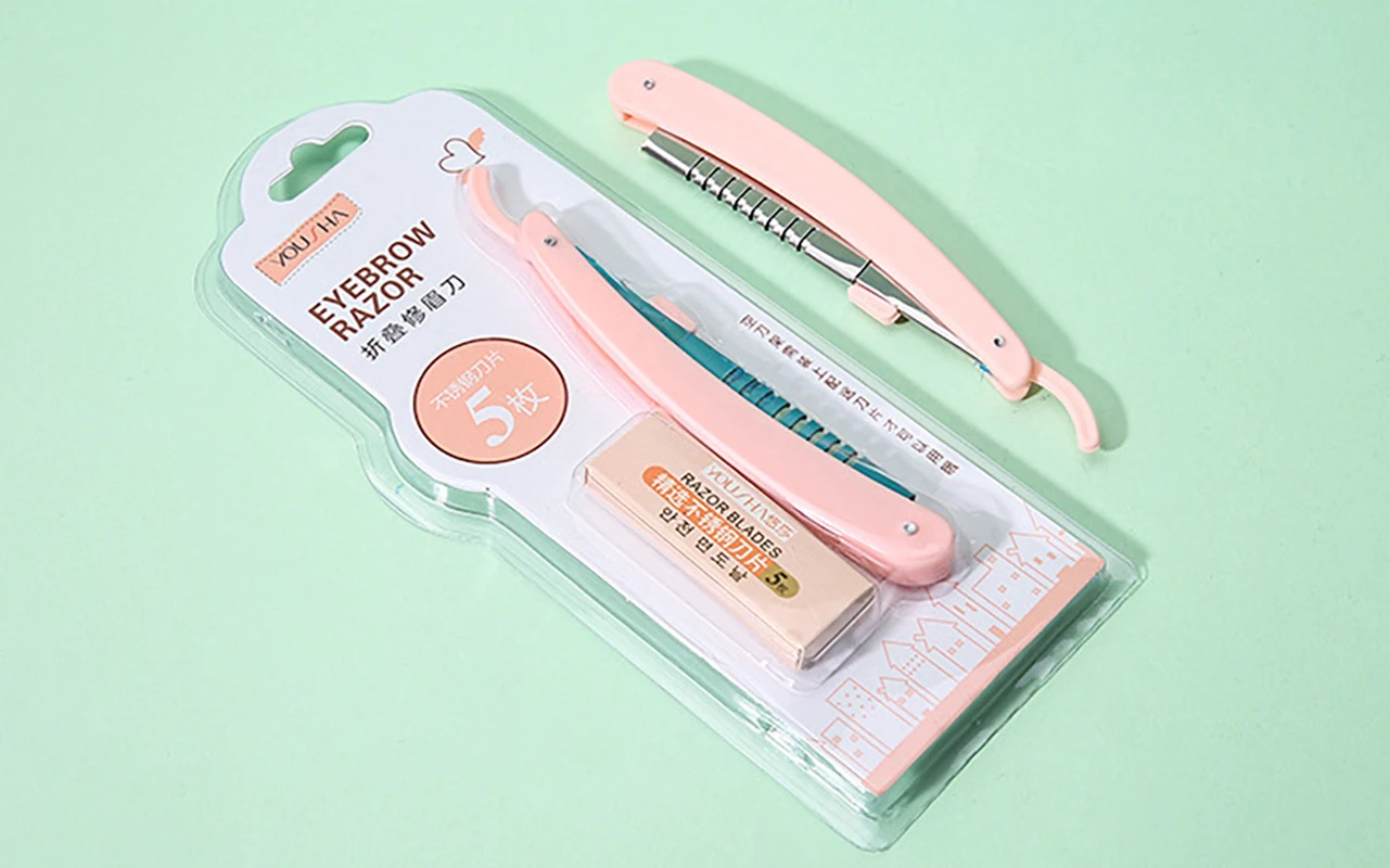 

Eyebrow Trimming Blade Stainless Steel Eyebrow Scraper Safe Fast Folding Eyebrow Trimmer Free 5 Blades Does Not Hurt The Skin