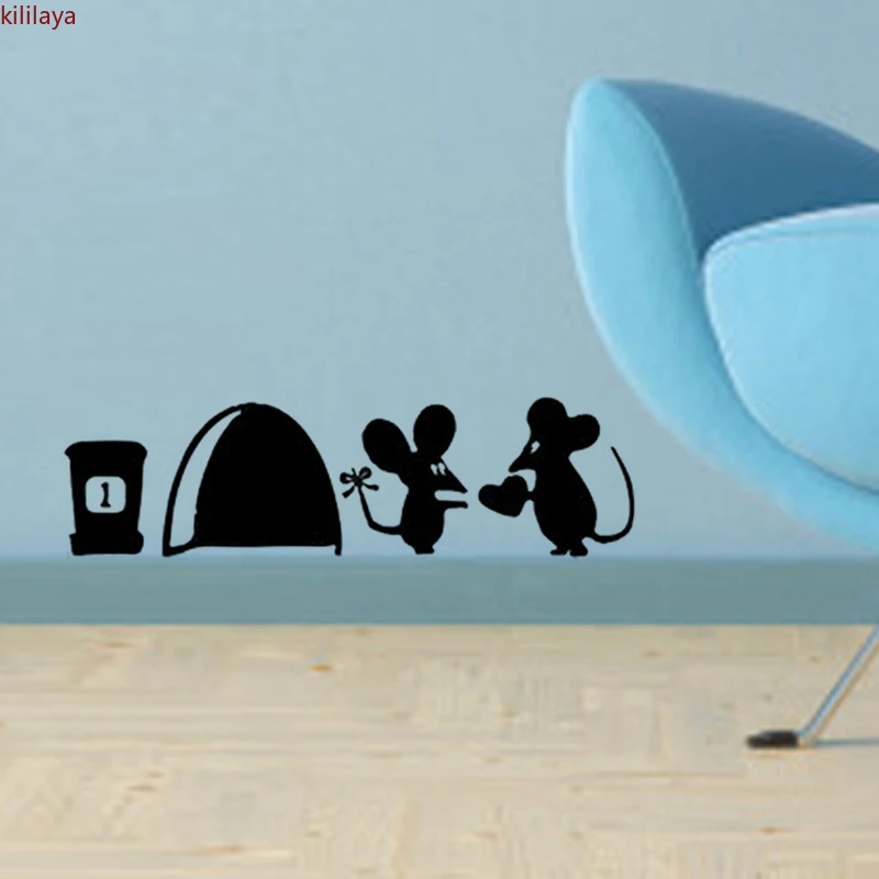 Настенная виниловая наклейка с отверстиями для мыши 3 D | Дом и сад