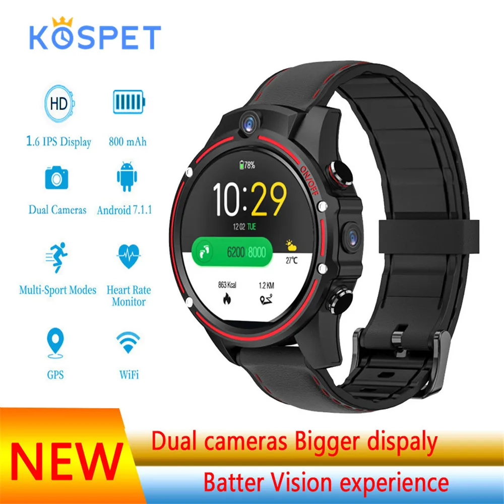 Kospet VIsion Смарт часы Android телефон 3 ГБ 32 Двойная камера Спортивные gps Smartwatch человек