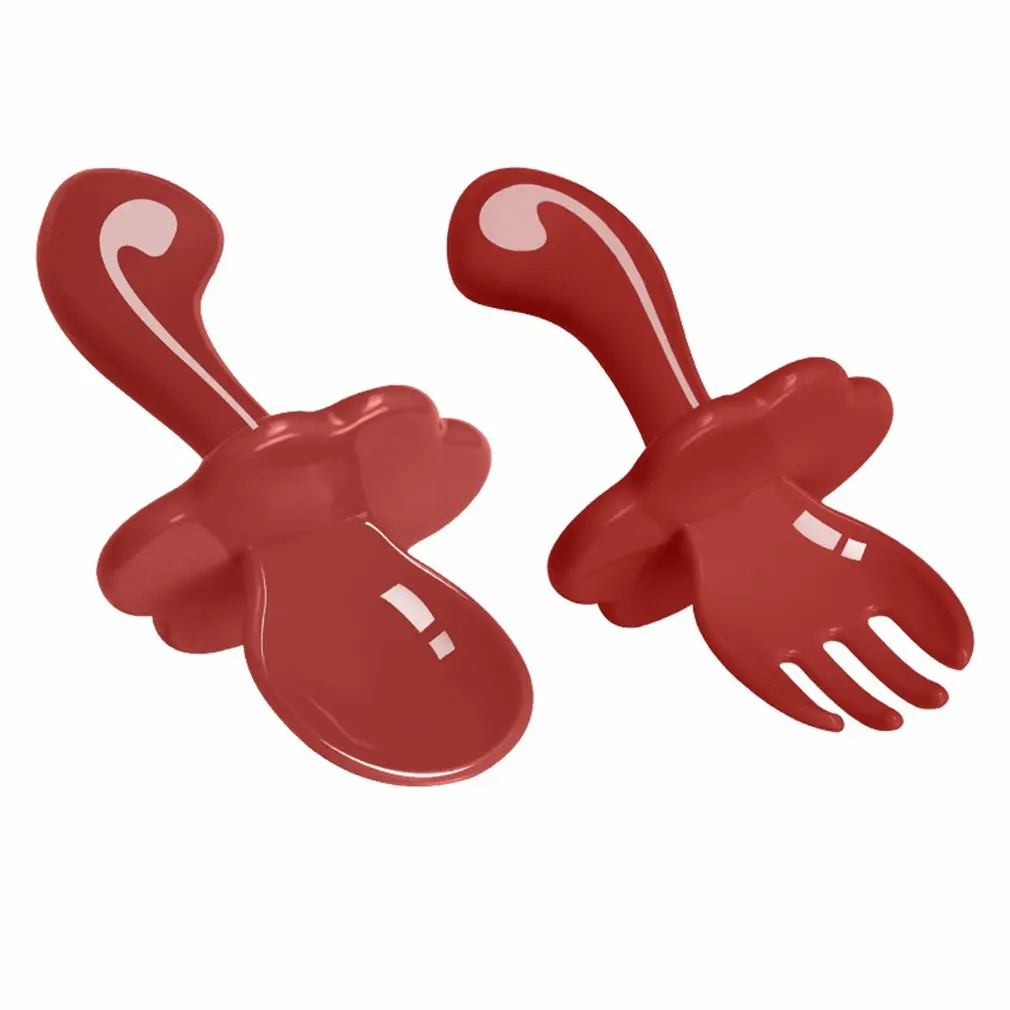 

2Pcs Bendable Baby Feeding Spoon Fork Set Toddler Infant Food Learning Tableware Flatware Silicone Kids Cutlery