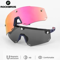 rockbros 2 in 1 bicycle sunglasses for men mtb polarized sports uv400 magnetic split hd large frameless lens cycling eyewear
