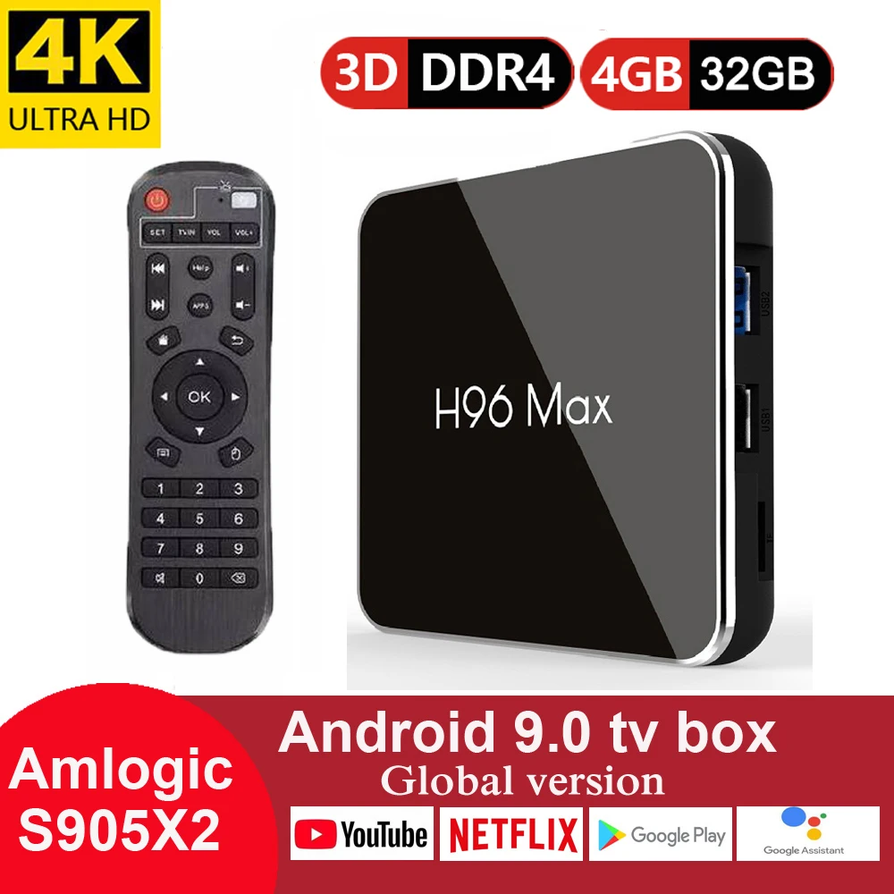 H96 Max X2 Android 8 1 ТВ приставка Amlogic S905X2 4 ГБ 32 USB 3 0 2 4G/5 8G Wifi H.265 BT 4K Максимальная