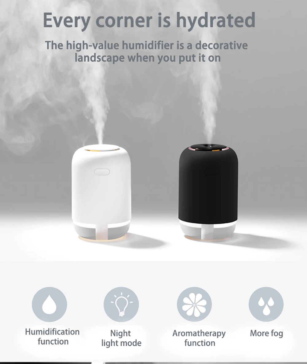 

Mini Air Humidifier Aromatherapy Diffuser Diffusers Humidifiers LED Night Lights Aroma Oils Mist Maker For Home