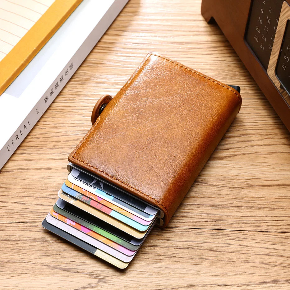 Мужской умный RFID блокирующая защита тонкий держатель для карт кошелек Hasp Rfid