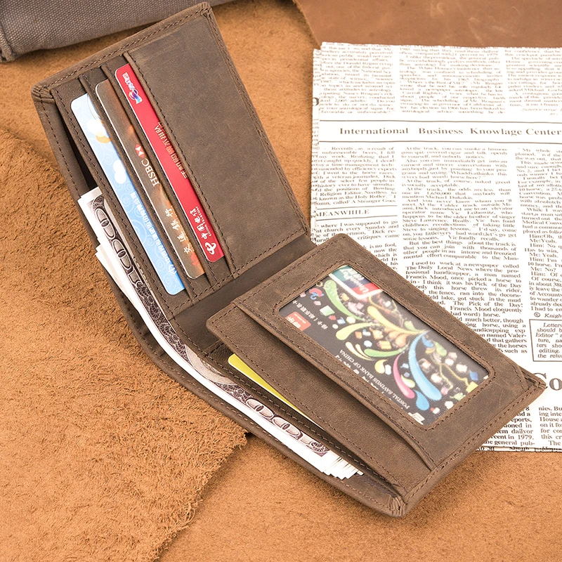 wallet Men Personalized Leather Short Slim Male Purses Money Clip Credit Card Bag Engraved Customize for Son groomsman gift