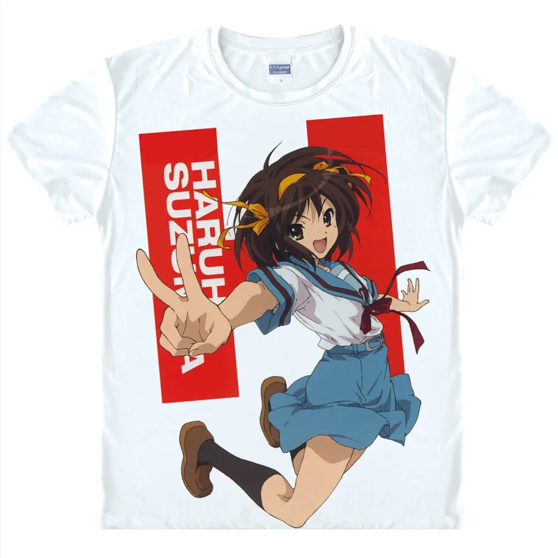 The Melancholy of Suzumiya Haruhi Printed T-shirt Nagato Yuki Cosplay Anime Tops Tshirts Summer Casual Funny T Shirt Tees