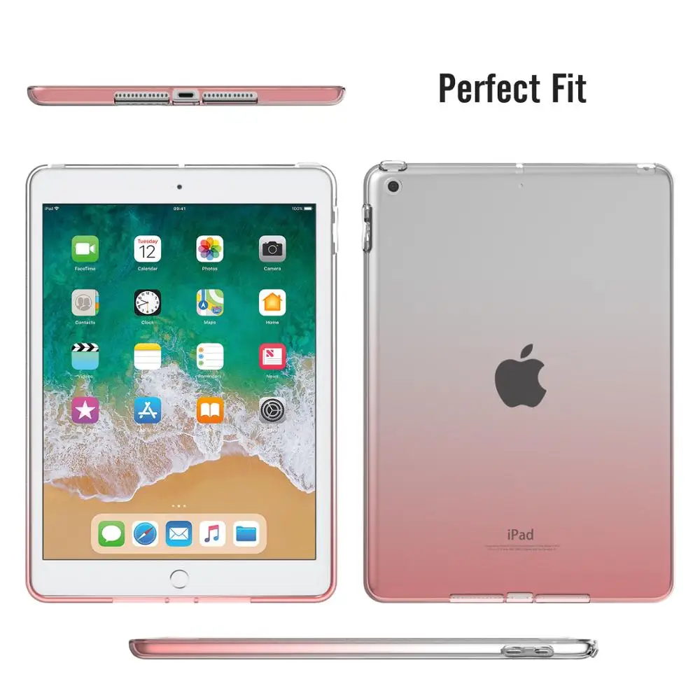 Чехол для iPad 9 7 2018/2017 Премиум Мягкая кожа гибкий бампер прозрачная ТПУ Резиновая