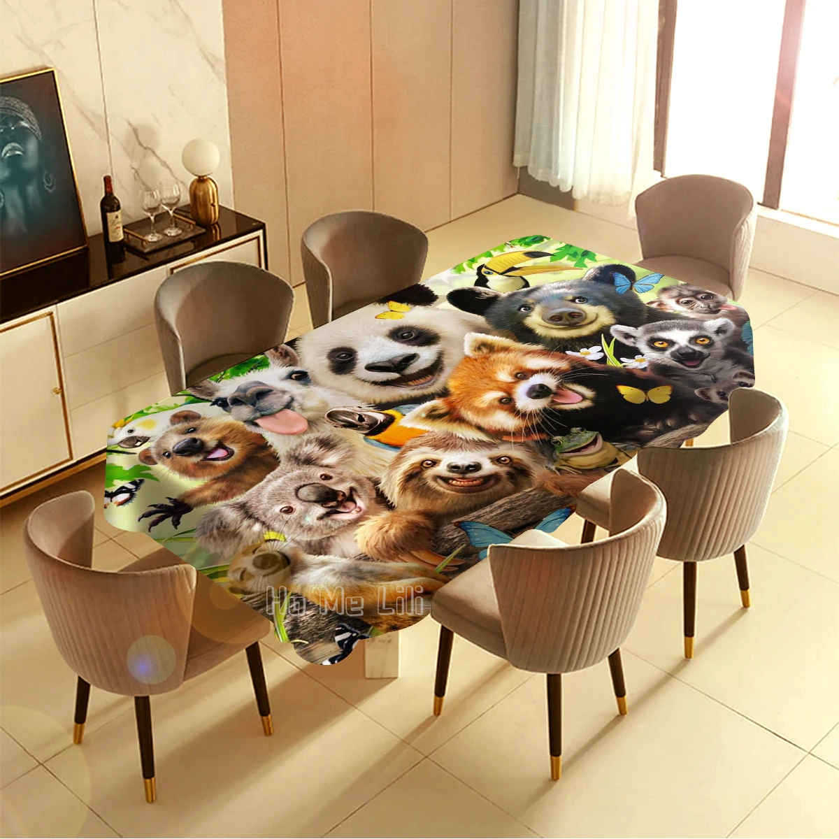 Прямоугольная скатерть для плявечерние вечеринок с милыми дикими животными
