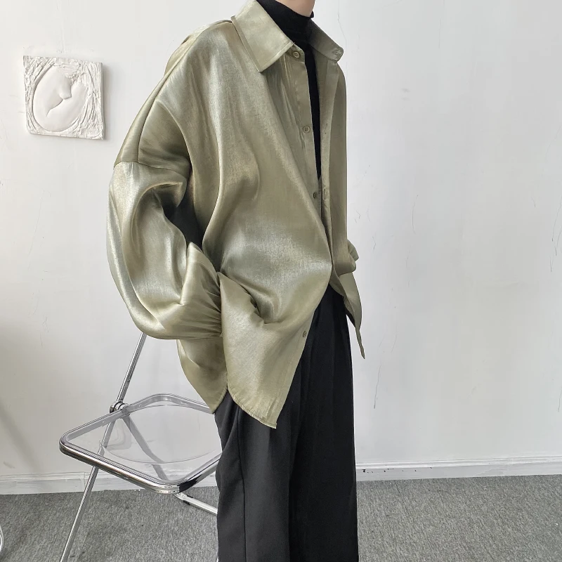 

New Oversize Vintage Fashion Loose Casual Korean Style Long Sleeve Shirt Male Women Streetwear Shirts Couple Stage Show Clothing