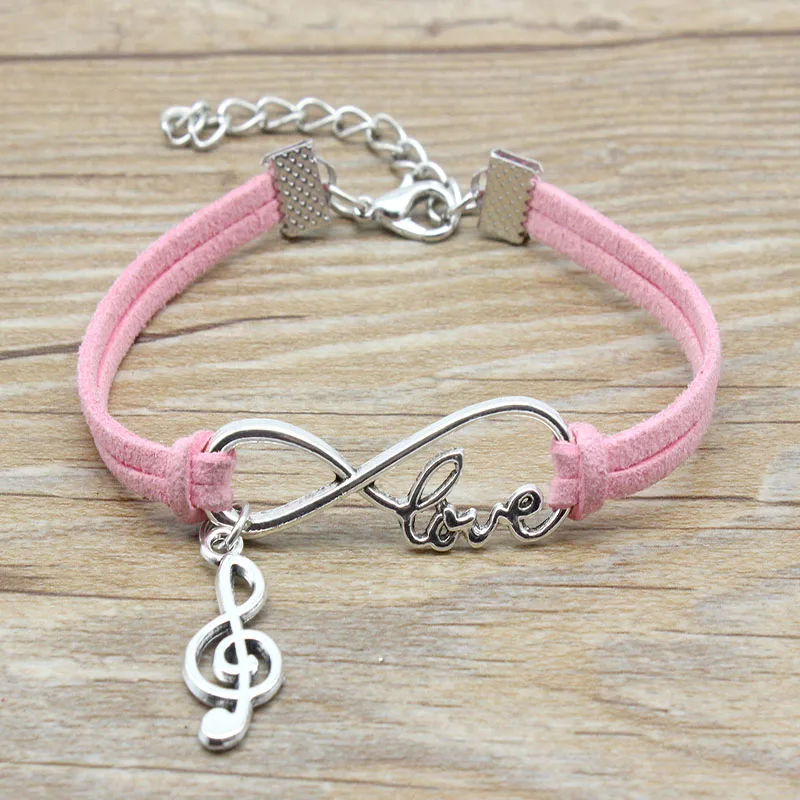 Infinity Love Musical Note Charm Bracelet Suede Leather Adjustable Bracelets Women Girl Minimalist Best Friends Gifts Jewelry | Украшения и