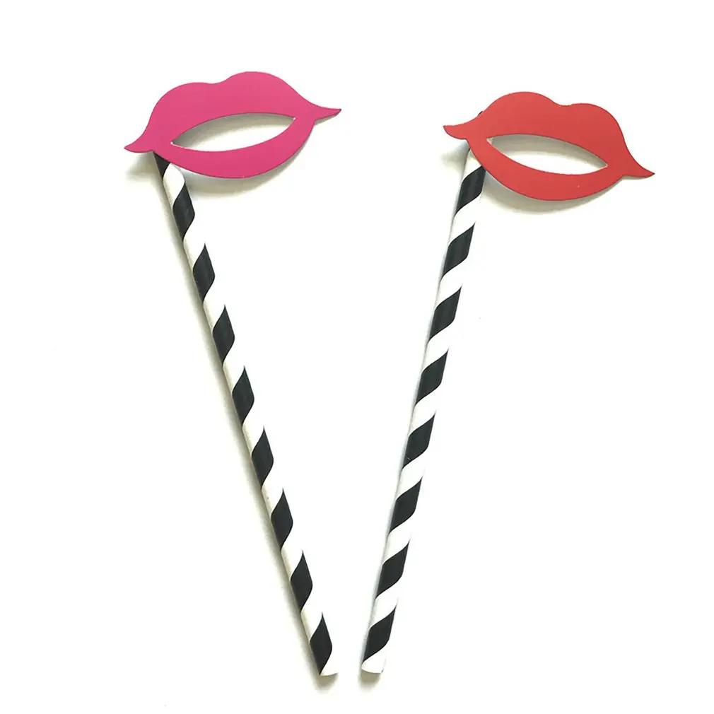 

8pcs Lips Sticker Paper Drinking Straws For Wedding Party Supplies Decoration