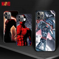 soft tpu cover hot marvel spiderman for apple iphone 12 11 se xs xr x 7 8 6 5 s mini plus pro max 2020 black phone case