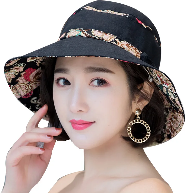 

Women's spring and autumn female fisherman's hat casual and versatile sunscreen hat ethnic Flower Bow basin hat