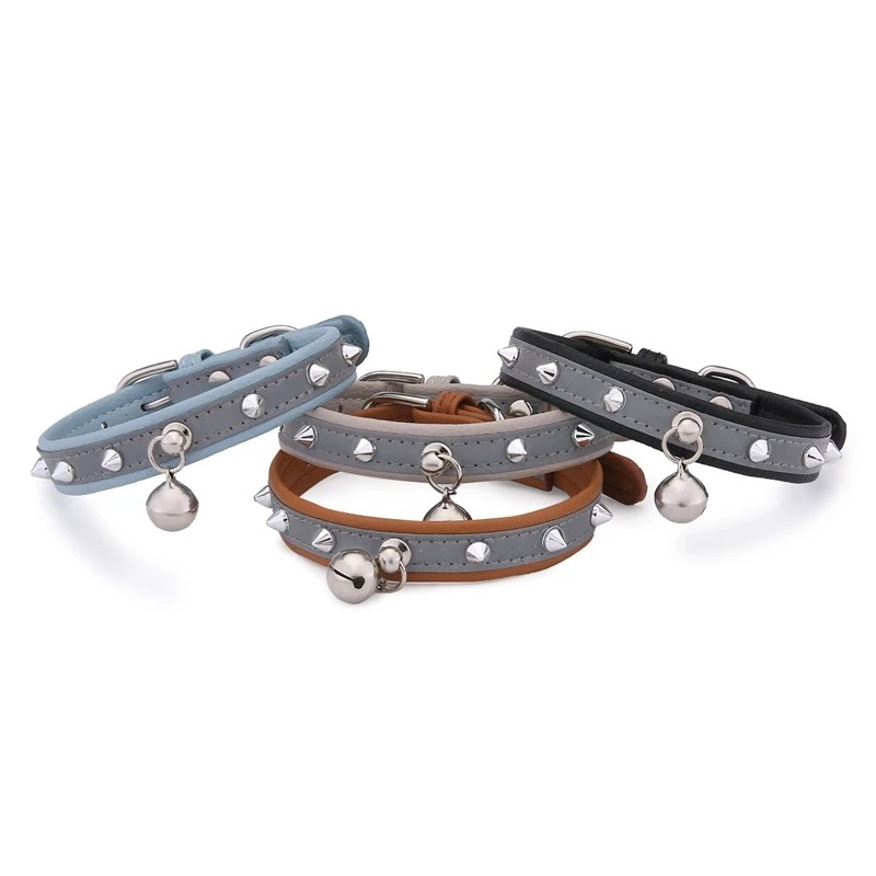 

Brand dog collars pet luminous leather small dog collar accessories personalised dog collar punk rivet necklace cat collars